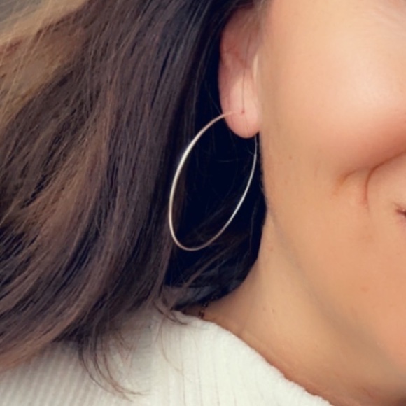 Sterling Silver 50mm Endless Hoop Earrings - Picture 2 of 6